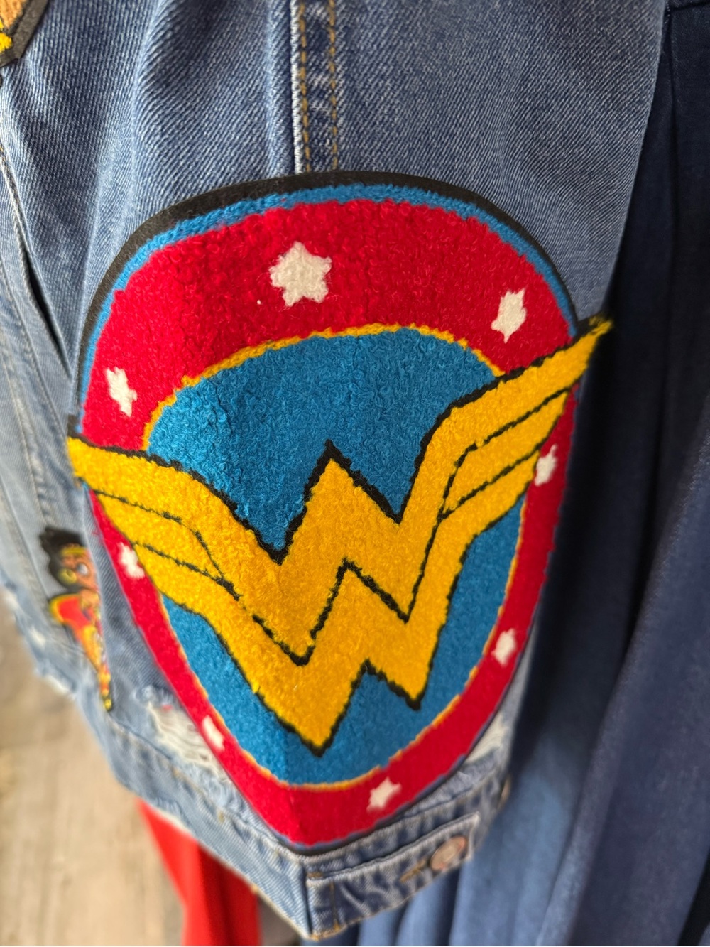 Denim STYLIST Jacket with Red & Blue Wonder Girl Patch - Picture 4 of 8